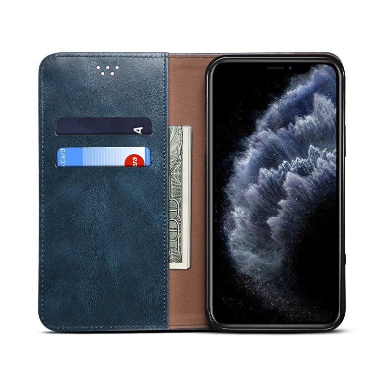 For iPhone 12 mini Simple Wax Crazy Horse Texture Horizontal Flip Leather Case with Card Slots & Wallet (Navy Blue) by bashfashion