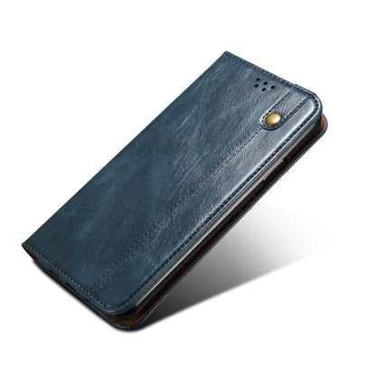 For iPhone 12 mini Simple Wax Crazy Horse Texture Horizontal Flip Leather Case with Card Slots & Wallet (Navy Blue) by bashfashion