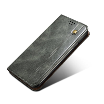 For iPhone 12 mini Simple Wax Crazy Horse Texture Horizontal Flip Leather Case with Card Slots & Wallet (Dark Green) by bashfashion