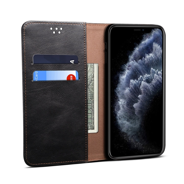 For iPhone 12 Pro Max Simple Wax Crazy Horse Texture Horizontal Flip Leather Case with Card Slots & Wallet(Black) by bashfashion