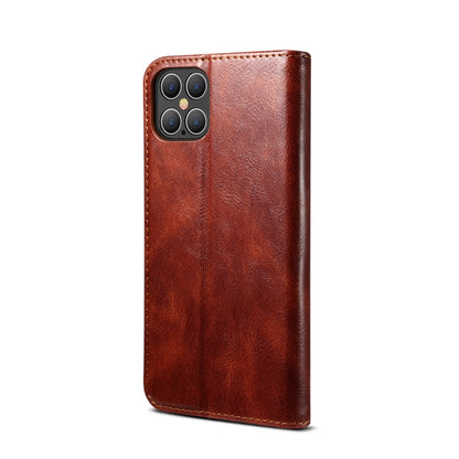 For iPhone 12 Pro Max Simple Wax Crazy Horse Texture Horizontal Flip Leather Case with Card Slots & Wallet(Brown) by bashfashion