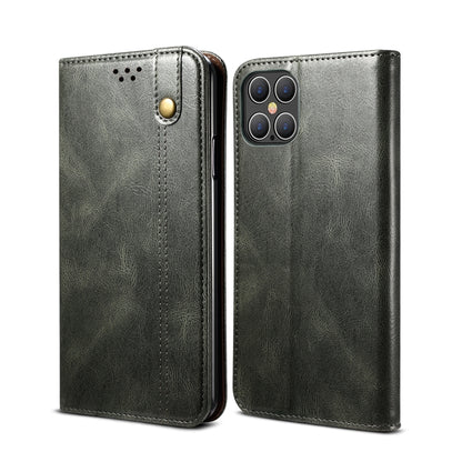 For iPhone 12 Pro Max Simple Wax Crazy Horse Texture Horizontal Flip Leather Case with Card Slots & Wallet(Dark Green) by bashfashion