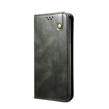 For iPhone 12 Pro Max Simple Wax Crazy Horse Texture Horizontal Flip Leather Case with Card Slots & Wallet(Dark Green) by bashfashion