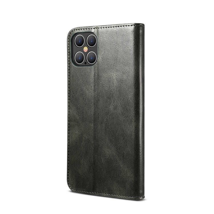 For iPhone 12 Pro Max Simple Wax Crazy Horse Texture Horizontal Flip Leather Case with Card Slots & Wallet(Dark Green) by bashfashion