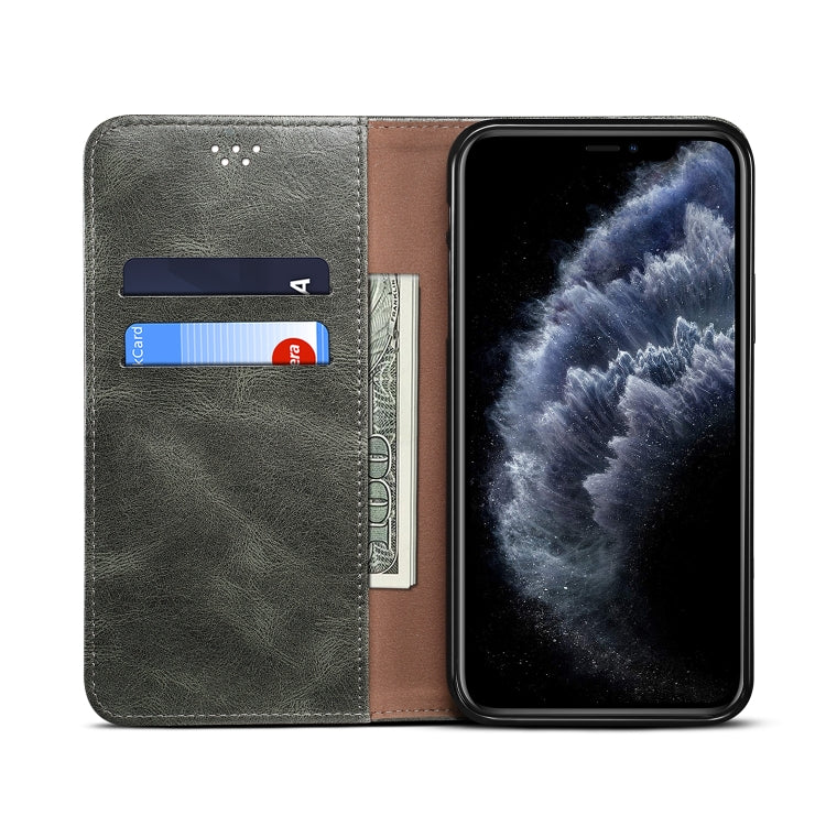 For iPhone 12 Pro Max Simple Wax Crazy Horse Texture Horizontal Flip Leather Case with Card Slots & Wallet(Dark Green) by bashfashion
