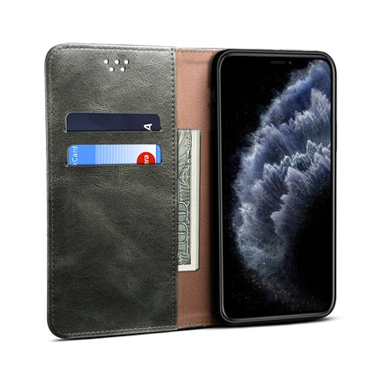 For iPhone 12 Pro Max Simple Wax Crazy Horse Texture Horizontal Flip Leather Case with Card Slots & Wallet(Dark Green) by bashfashion