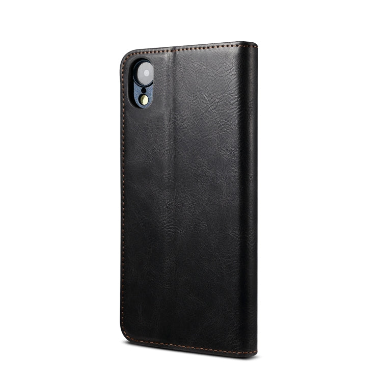 For iPhone XR Simple Wax Crazy Horse Texture Horizontal Flip Leather Case with Card Slots & Wallet(Black) by bashfashion