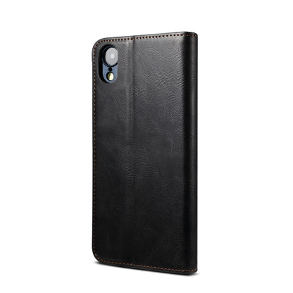 For iPhone XR Simple Wax Crazy Horse Texture Horizontal Flip Leather Case with Card Slots & Wallet(Black) by bashfashion