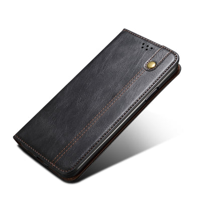 For iPhone XR Simple Wax Crazy Horse Texture Horizontal Flip Leather Case with Card Slots & Wallet(Black) by bashfashion