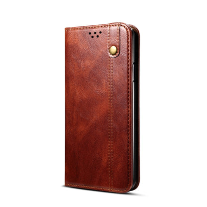 For iPhone XR Simple Wax Crazy Horse Texture Horizontal Flip Leather Case with Card Slots & Wallet(Brown) by bashfashion