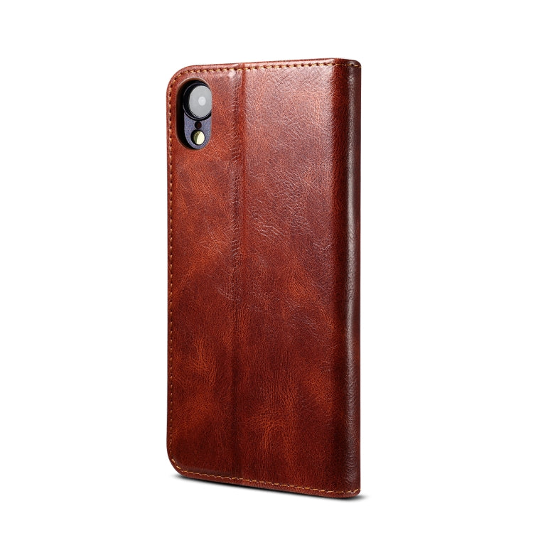 For iPhone XR Simple Wax Crazy Horse Texture Horizontal Flip Leather Case with Card Slots & Wallet(Brown) by bashfashion