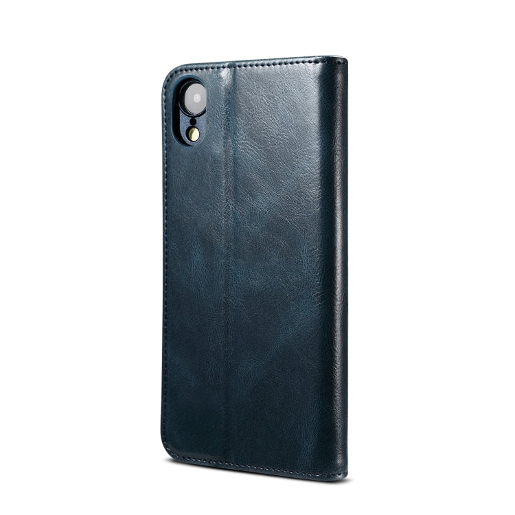For iPhone XR Simple Wax Crazy Horse Texture Horizontal Flip Leather Case with Card Slots & Wallet(Navy Blue) by bashfashion