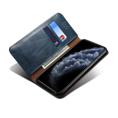 For iPhone XR Simple Wax Crazy Horse Texture Horizontal Flip Leather Case with Card Slots & Wallet(Navy Blue) by bashfashion