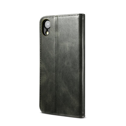 For iPhone XR Simple Wax Crazy Horse Texture Horizontal Flip Leather Case with Card Slots & Wallet(Dark Green) by bashfashion