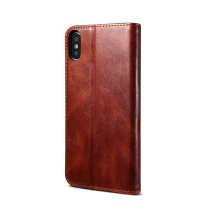 For iPhone XS Max Simple Wax Crazy Horse Texture Horizontal Flip Leather Case with Card Slots & Wallet(Brown) by bashfashion