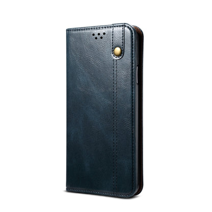 For iPhone XS Max Simple Wax Crazy Horse Texture Horizontal Flip Leather Case with Card Slots & Wallet(Navy Blue) by bashfashion