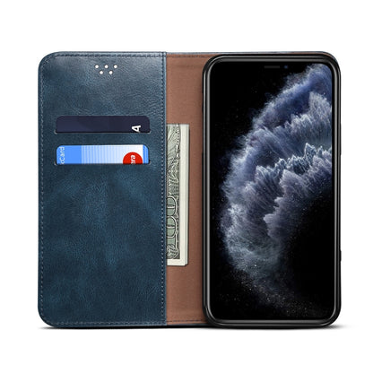 For iPhone XS Max Simple Wax Crazy Horse Texture Horizontal Flip Leather Case with Card Slots & Wallet(Navy Blue) by bashfashion