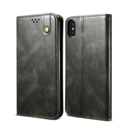 For iPhone XS Max Simple Wax Crazy Horse Texture Horizontal Flip Leather Case with Card Slots & Wallet(Dark Green) by bashfashion
