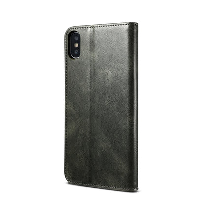 For iPhone XS Max Simple Wax Crazy Horse Texture Horizontal Flip Leather Case with Card Slots & Wallet(Dark Green) by bashfashion