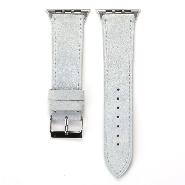 Frosted Genuine Leather Watch Band For Apple Watch Series 7 41mm / 6 & SE & 5 & 4 40mm / 3 & 2 & 1 38mm(White) by bashfashion