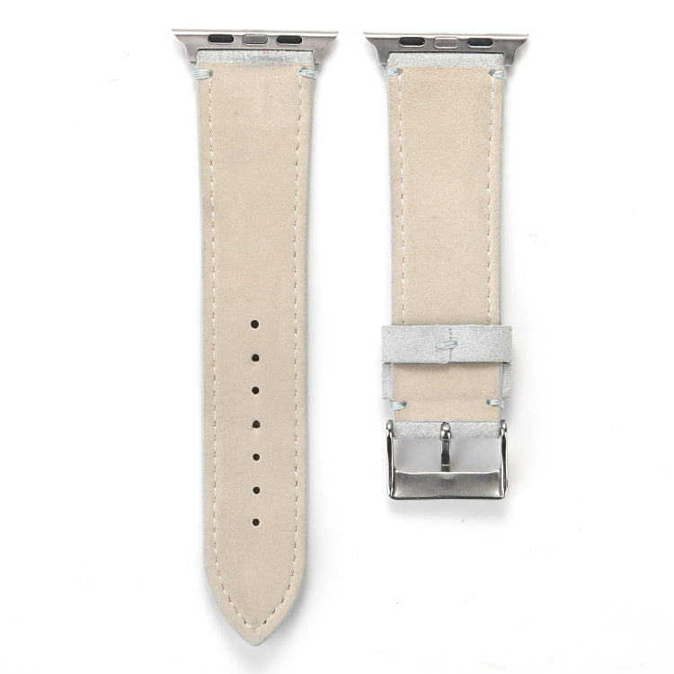 Frosted Genuine Leather Watch Band For Apple Watch Series 7 41mm / 6 & SE & 5 & 4 40mm / 3 & 2 & 1 38mm(White) by bashfashion
