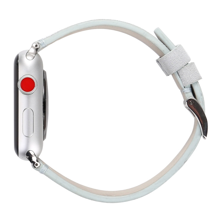 Frosted Genuine Leather Watch Band For Apple Watch Series 7 41mm / 6 & SE & 5 & 4 40mm / 3 & 2 & 1 38mm(White) by bashfashion