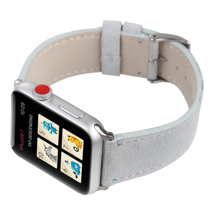 Frosted Genuine Leather Watch Band For Apple Watch Series 7 41mm / 6 & SE & 5 & 4 40mm / 3 & 2 & 1 38mm(White) by bashfashion