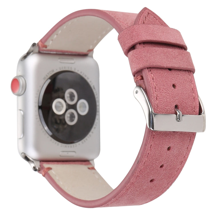 Frosted Genuine Leather Watch Band For Apple Watch Series 7 41mm / 6 & SE & 5 & 4 40mm / 3 & 2 & 1 38mm(Pink) by bashfashion