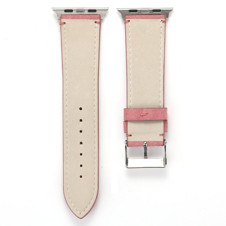 Frosted Genuine Leather Watch Band For Apple Watch Series 7 41mm / 6 & SE & 5 & 4 40mm / 3 & 2 & 1 38mm(Pink) by bashfashion