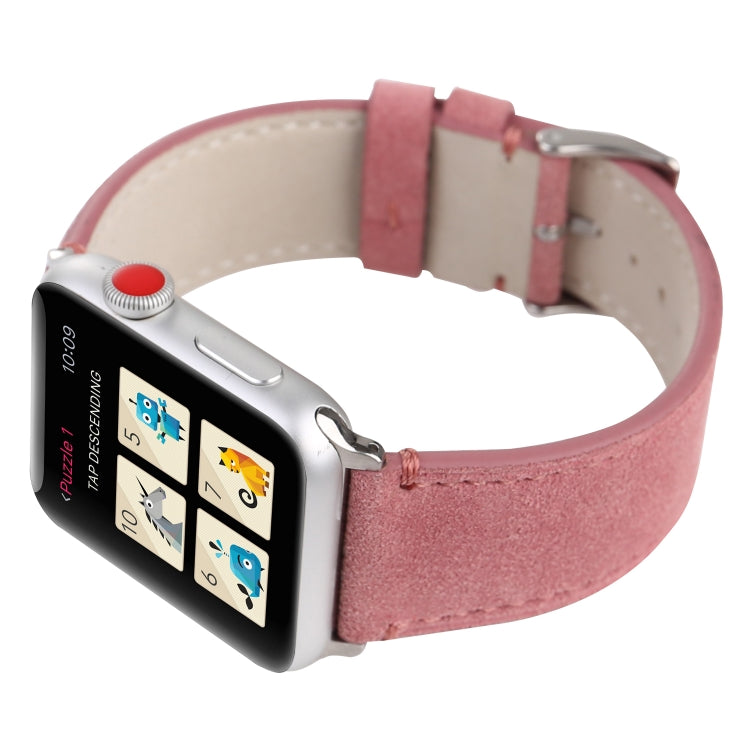 Frosted Genuine Leather Watch Band For Apple Watch Series 7 41mm / 6 & SE & 5 & 4 40mm / 3 & 2 & 1 38mm(Pink) by bashfashion