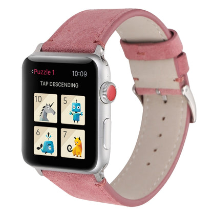 Frosted Genuine Leather Watch Band For Apple Watch Series 7 41mm / 6 & SE & 5 & 4 40mm / 3 & 2 & 1 38mm(Pink) by bashfashion