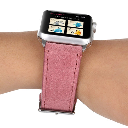 Frosted Genuine Leather Watch Band For Apple Watch Series 7 41mm / 6 & SE & 5 & 4 40mm / 3 & 2 & 1 38mm(Pink) by bashfashion