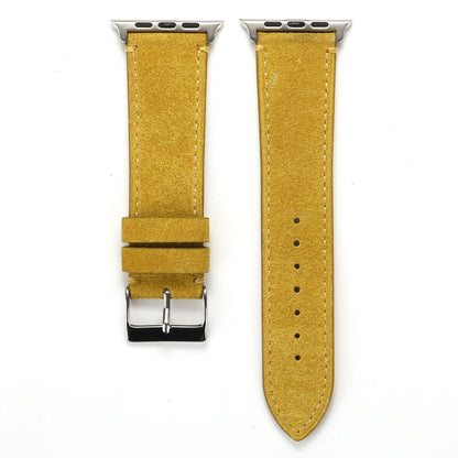 Frosted Genuine Leather Watch Band For Apple Watch Series 7 41mm / 6 & SE & 5 & 4 40mm / 3 & 2 & 1 38mm(Yellow) by bashfashion