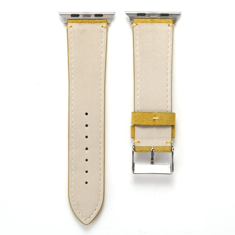 Frosted Genuine Leather Watch Band For Apple Watch Series 7 41mm / 6 & SE & 5 & 4 40mm / 3 & 2 & 1 38mm(Yellow) by bashfashion