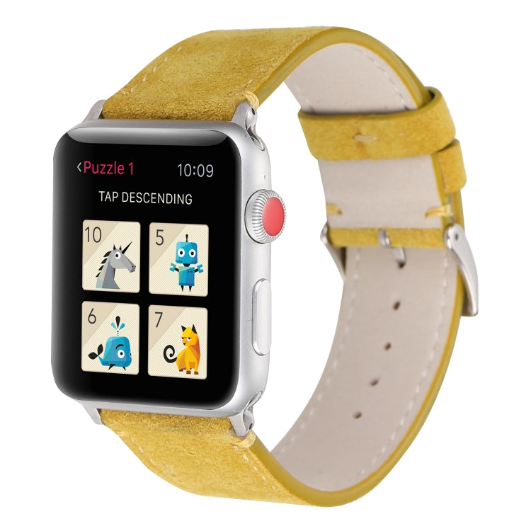 Frosted Genuine Leather Watch Band For Apple Watch Series 7 41mm / 6 & SE & 5 & 4 40mm / 3 & 2 & 1 38mm(Yellow) by bashfashion