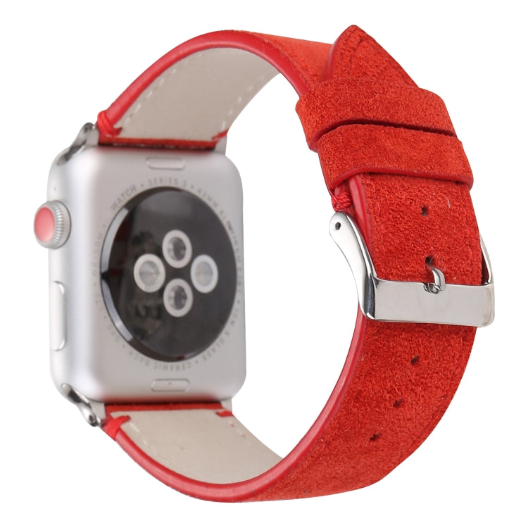 Frosted Genuine Leather Watch Band For Apple Watch Series 7 41mm / 6 & SE & 5 & 4 40mm / 3 & 2 & 1 38mm(Red) by bashfashion