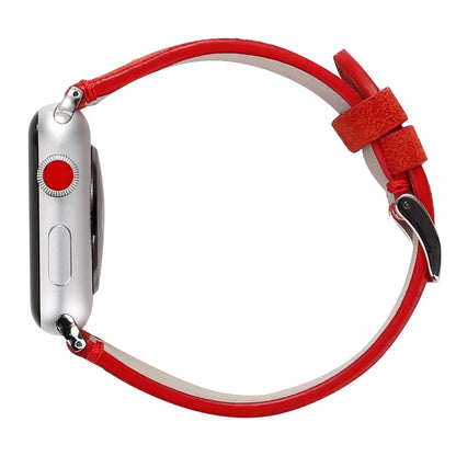 Frosted Genuine Leather Watch Band For Apple Watch Series 7 41mm / 6 & SE & 5 & 4 40mm / 3 & 2 & 1 38mm(Red) by bashfashion