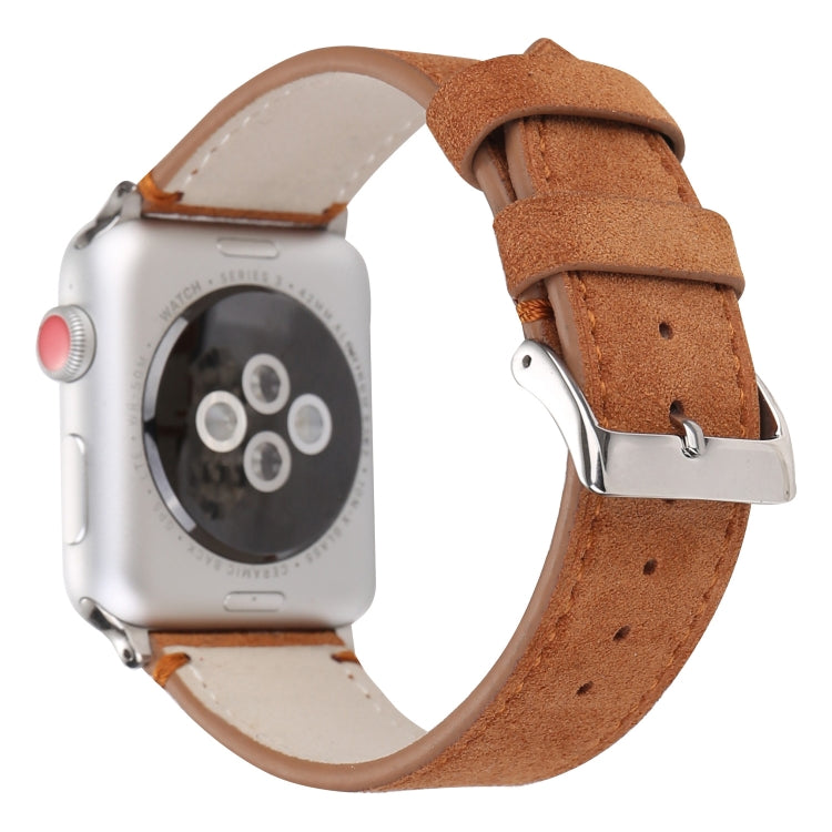 Frosted Genuine Leather Watch Band For Apple Watch Series 7 41mm / 6 & SE & 5 & 4 40mm / 3 & 2 & 1 38mm(Brown) by bashfashion