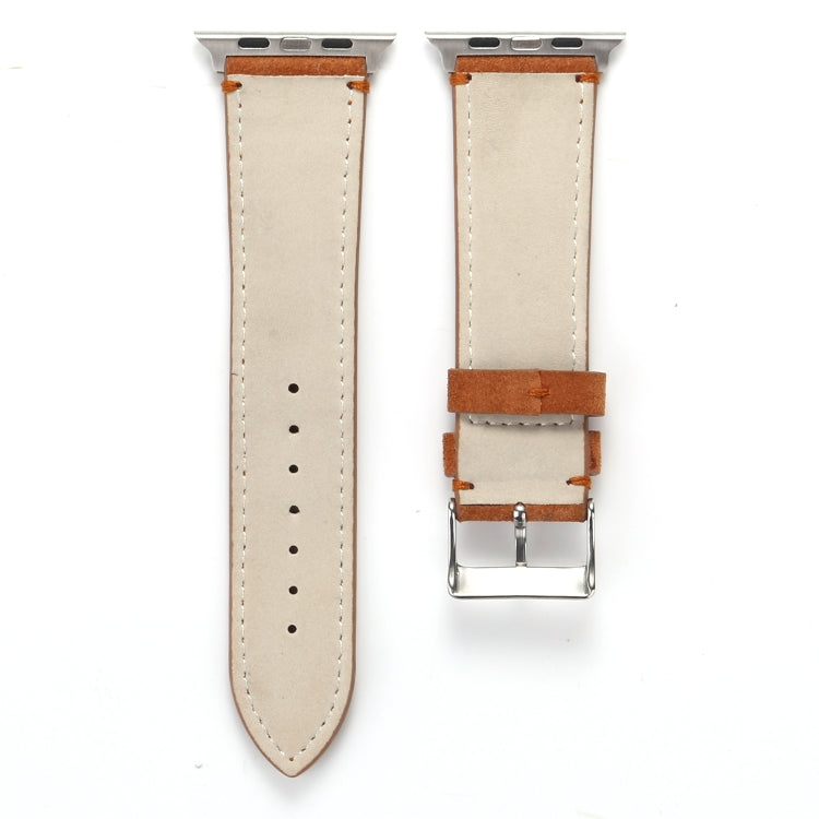 Frosted Genuine Leather Watch Band For Apple Watch Series 7 41mm / 6 & SE & 5 & 4 40mm / 3 & 2 & 1 38mm(Brown) by bashfashion