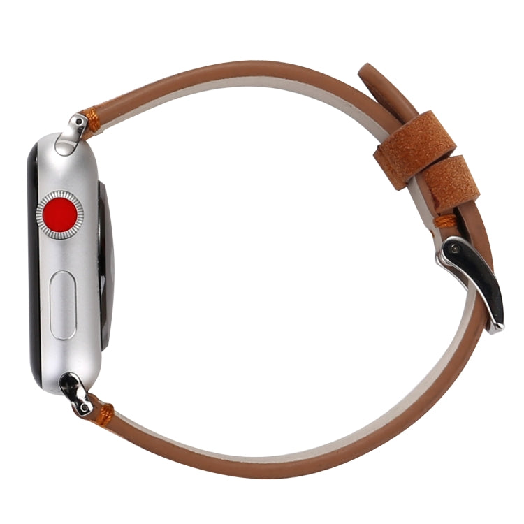 Frosted Genuine Leather Watch Band For Apple Watch Series 7 41mm / 6 & SE & 5 & 4 40mm / 3 & 2 & 1 38mm(Brown) by bashfashion