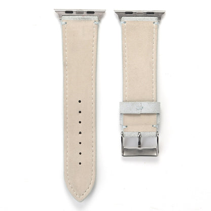 Frosted Genuine Leather Watch Band For Apple Watch Series 7 45mm / 6 & SE & 5 & 4 44mm / 3 & 2 & 1 42mm(White) by bashfashion