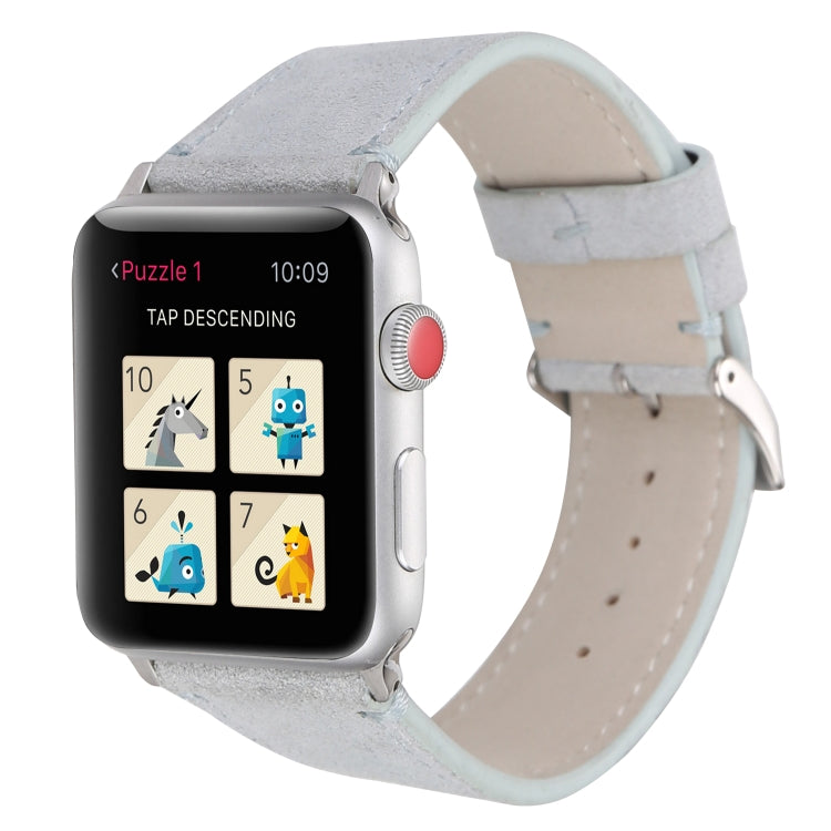 Frosted Genuine Leather Watch Band For Apple Watch Series 7 45mm / 6 & SE & 5 & 4 44mm / 3 & 2 & 1 42mm(White) by bashfashion