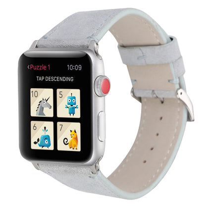 Frosted Genuine Leather Watch Band For Apple Watch Series 7 45mm / 6 & SE & 5 & 4 44mm / 3 & 2 & 1 42mm(White) by bashfashion