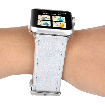Frosted Genuine Leather Watch Band For Apple Watch Series 7 45mm / 6 & SE & 5 & 4 44mm / 3 & 2 & 1 42mm(White) by bashfashion