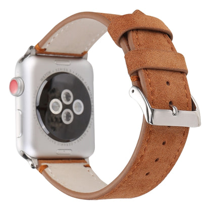 Frosted Genuine Leather Watch Band For Apple Watch Series 7 45mm / 6 & SE & 5 & 4 44mm / 3 & 2 & 1 42mm(Brown) by bashfashion
