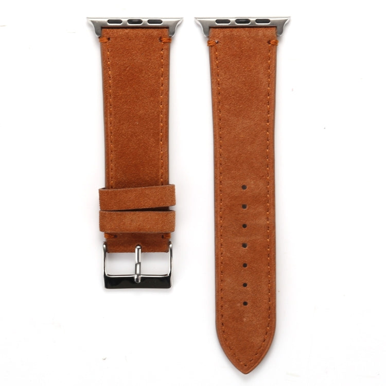 Frosted Genuine Leather Watch Band For Apple Watch Series 7 45mm / 6 & SE & 5 & 4 44mm / 3 & 2 & 1 42mm(Brown) by bashfashion