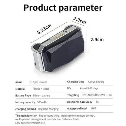 G12 IP67 Waterproof Pet GPS Tracker Dog Locator by bashfashion