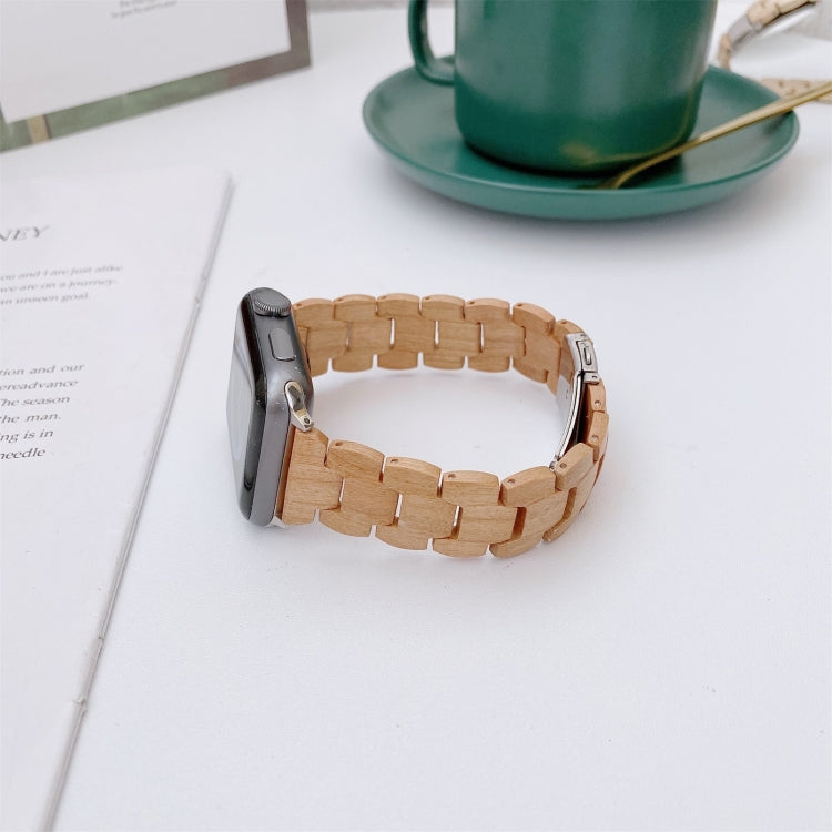Wooden Bead Woven Watch Band For Apple Watch Series 9&8&7 41mm / SE 3&SE 2&6&SE&5&4 40mm / 3&2&1 38mm(Brown) by bashfashion
