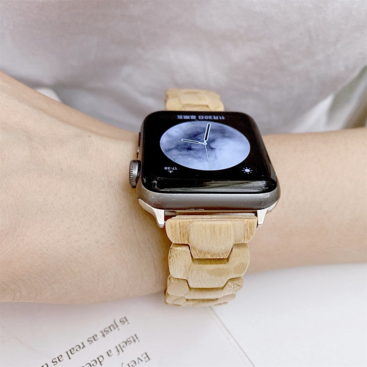 Wooden Bead Woven Watch Band For Apple Watch Series 9&8&7 41mm / SE 3&SE 2&6&SE&5&4 40mm / 3&2&1 38mm(Brown) by bashfashion