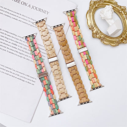 Wooden Bead Woven Watch Band For Apple Watch Series 9&8&7 41mm / SE 3&SE 2&6&SE&5&4 40mm / 3&2&1 38mm(Brown) by bashfashion